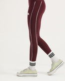 DOUBLE STRIPPED ULTRA COMFORT LEGGINGS-BURGUNDY
