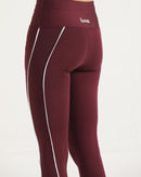 DOUBLE STRIPPED ULTRA COMFORT LEGGINGS-BURGUNDY