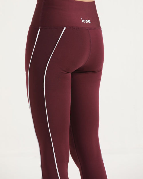 DOUBLE STRIPPED ULTRA COMFORT LEGGINGS-BURGUNDY