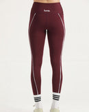 DOUBLE STRIPPED ULTRA COMFORT LEGGINGS-BURGUNDY - Luna Active Fit