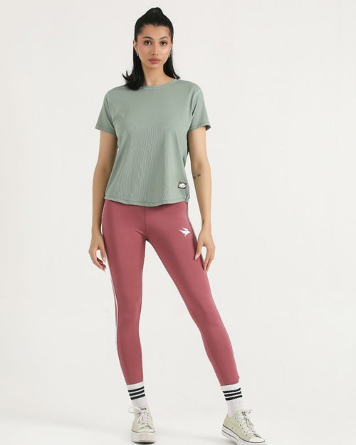 DOUBLE STRIPPED ULTRA COMFORT LEGGINGS-PINK - Luna Active Fit
