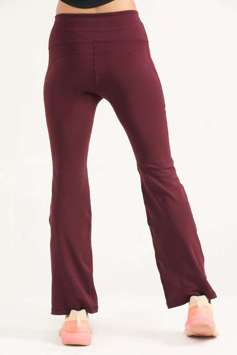 FUSION FLARE LEGGINGS - MAROON - Luna Active Fit