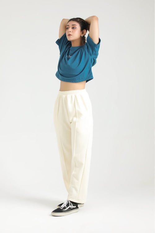 LOOSE FIT GYM CROP SET - TEAL - Luna Active Fit