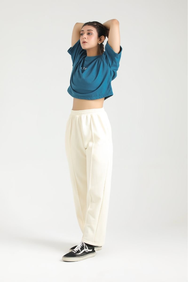 LOOSE FIT GYM CROP SET - TEAL - Luna Active Fit
