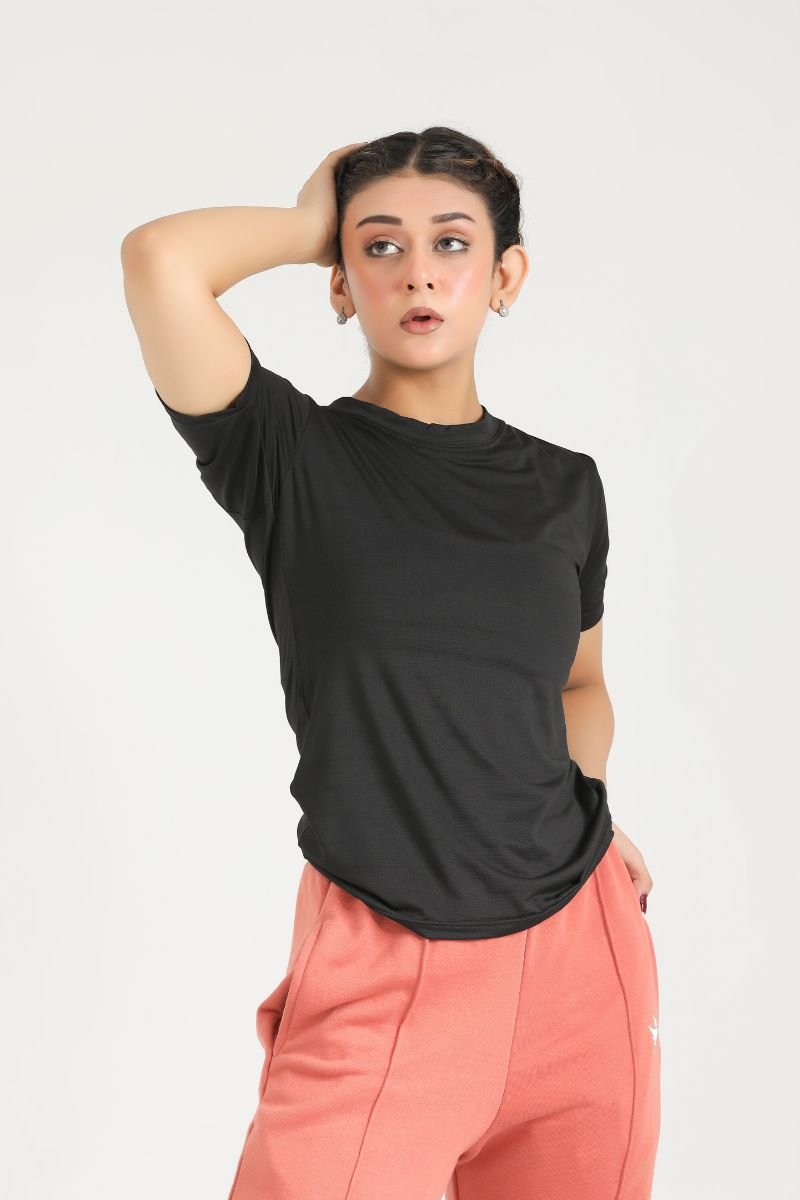 PRIME SLIM FIT TEE - BLACK - Luna Active Fit