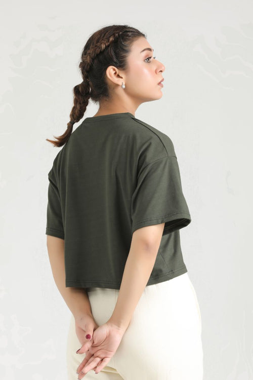 PULSE CLOUD FIT CROP TOP - OLIVE - Luna Active Fit