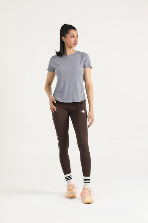 PULSE MID LENGTH TEE - GREY - Luna Active Fit