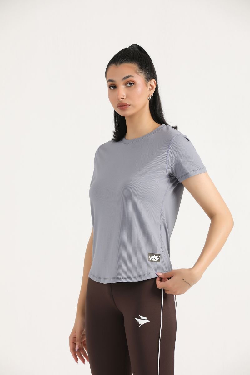 PULSE MID LENGTH TEE - GREY - Luna Active Fit