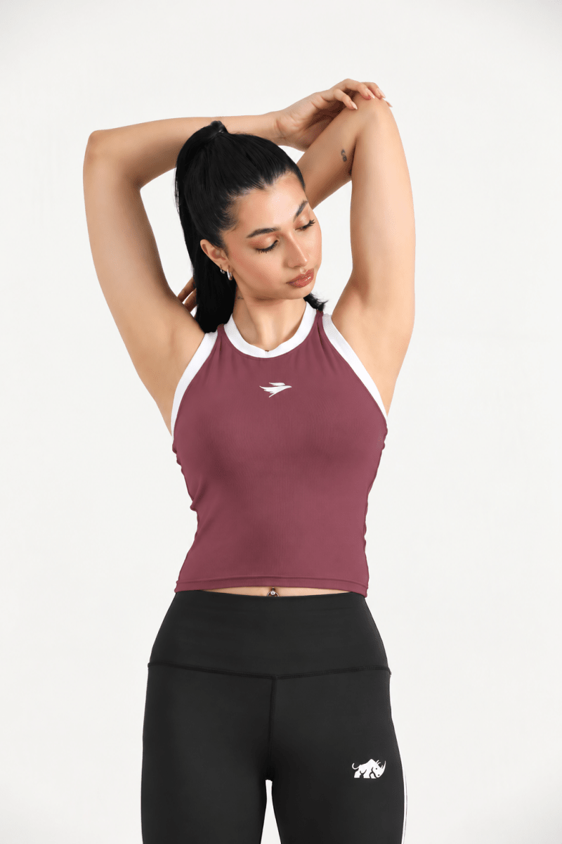 PULSE SLEEVELESS CROP TEE-ROSE