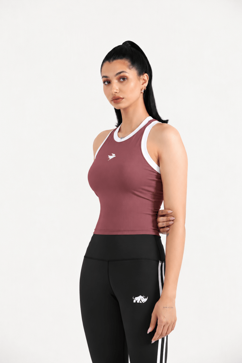 PULSE SLEEVELESS CROP TEE-ROSE - Luna Active Fit