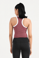 PULSE SLEEVELESS CROP TEE-ROSE - Luna Active Fit