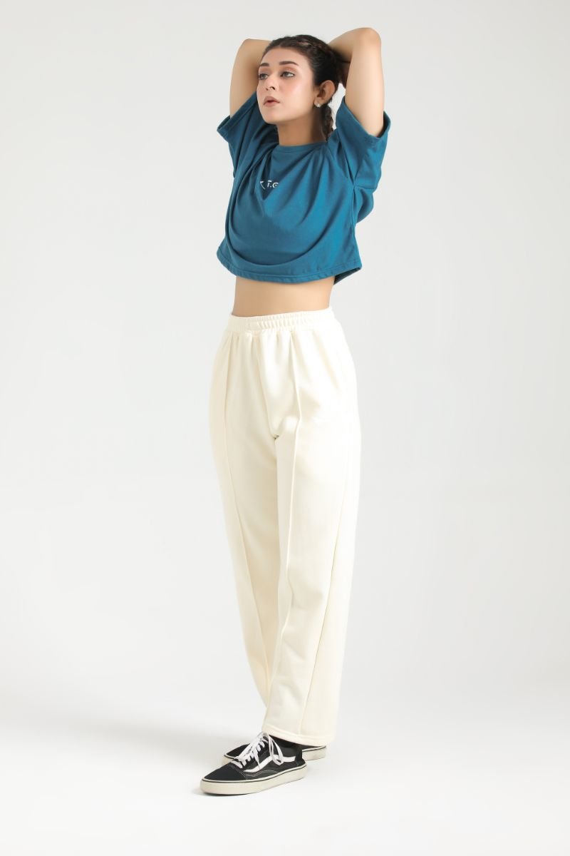 ULTRA COMFORT FLARE FIT TROUSERS - CREAME - Luna Active Fit