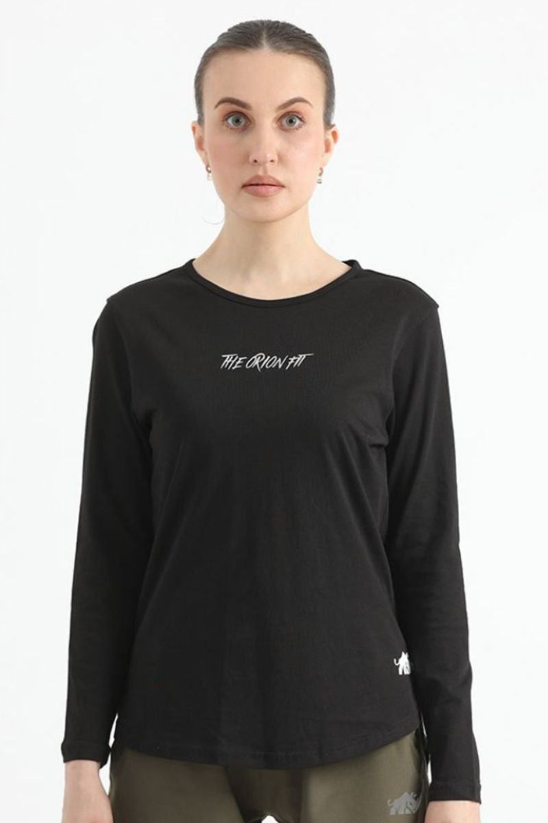 ELONGATED FULL SLEEVE COTTON TEE (BLACK)