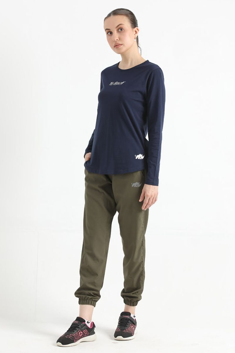ELONGATED FULL SLEEVE COTTON TEE (NAVY BLUE)