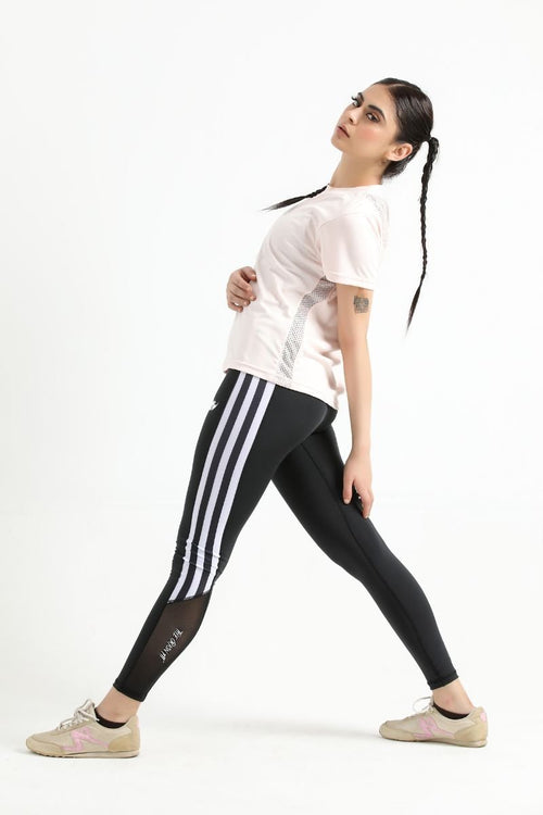 QUEEN MESH STRIPPED LEGGINGS - Luna Active Fit