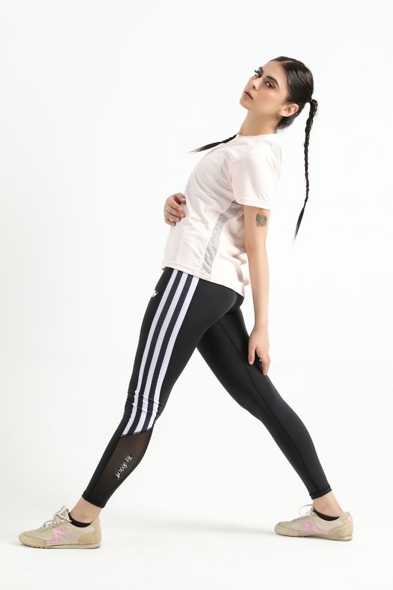 QUEEN MESH STRIPPED LEGGINGS - Luna Active Fit