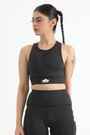 QUEEN MESH VELOCITY CROP TOP (BLACK) - Luna Active Fit