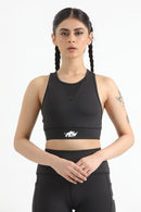 QUEEN MESH VELOCITY CROP TOP (BLACK) - Luna Active Fit