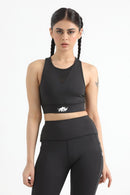 QUEEN MESH VELOCITY CROP TOP (BLACK) - Luna Active Fit