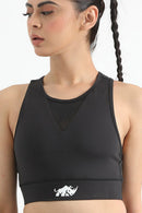 QUEEN MESH VELOCITY CROP TOP (BLACK) - Luna Active Fit
