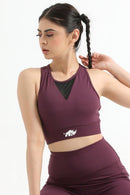 QUEEN MESH VELOCITY CROP TOP (MAROON) - Luna Active Fit