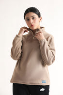 SCULPT QUARTER ZIP CLOUD JACKET - BEIGE - Luna Active Fit