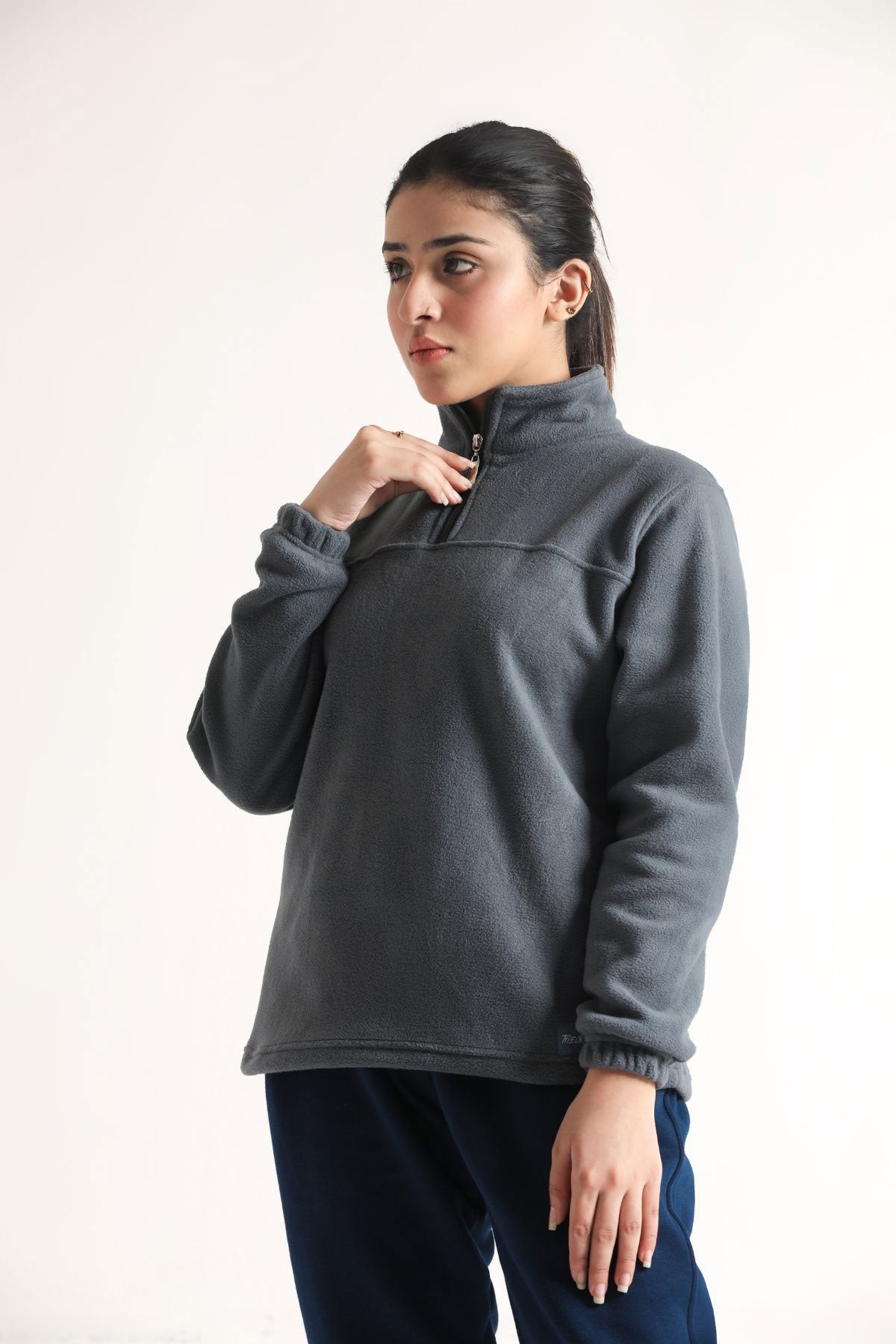 SCULPT QUARTER ZIP CLOUD JACKET - GREY - Luna Active Fit