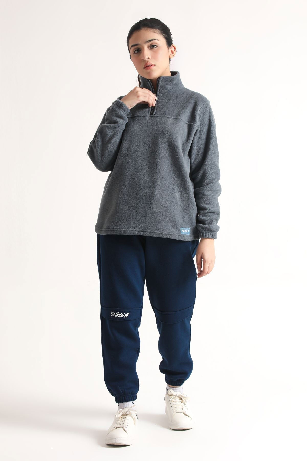 SCULPT QUARTER ZIP CLOUD JACKET- GREY
