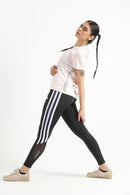 SHADOW WHITE STRIPED SET (TOP+BOTTOM) - Luna Active Fit