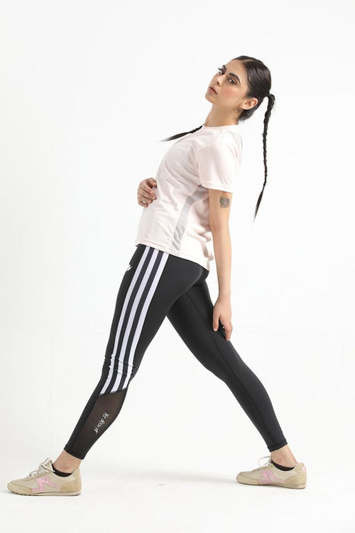 SHADOW WHITE STRIPED SET (TOP+BOTTOM) - Luna Active Fit