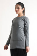 SIGNATURE LONG SLEEVED STRAIGHT CUT TEE - LIGHT GREY - Luna Active Fit