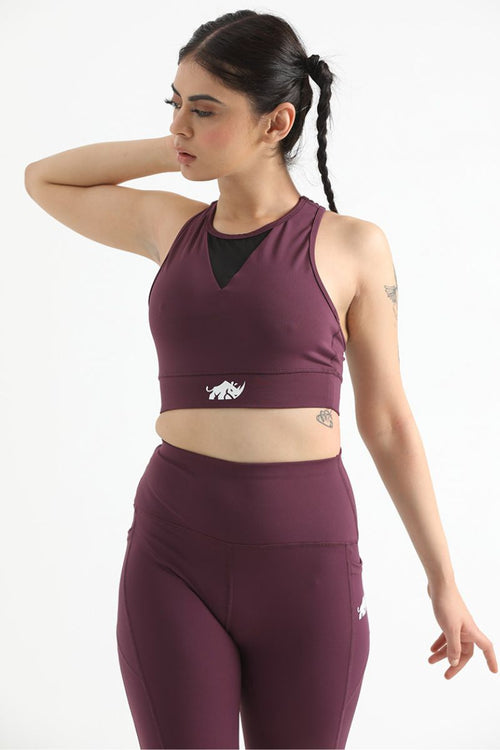 THE QUEEN MESH BURGUNDY SET (TOP+BOTTOM) - Luna Active Fit