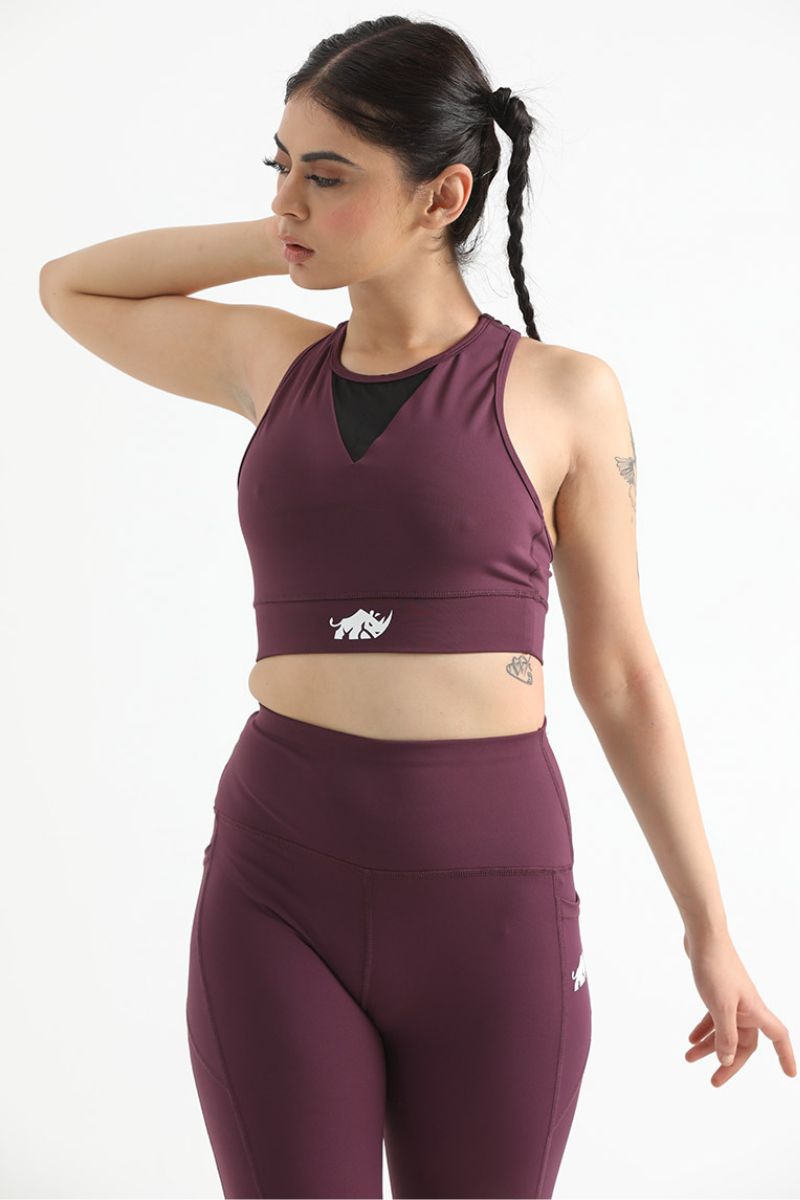 THE QUEEN MESH BURGUNDY SET (TOP+BOTTOM) - Luna Active Fit