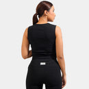 VELOCITY RIBBED CROP TOP (JET BLACK) - Luna Active Fit
